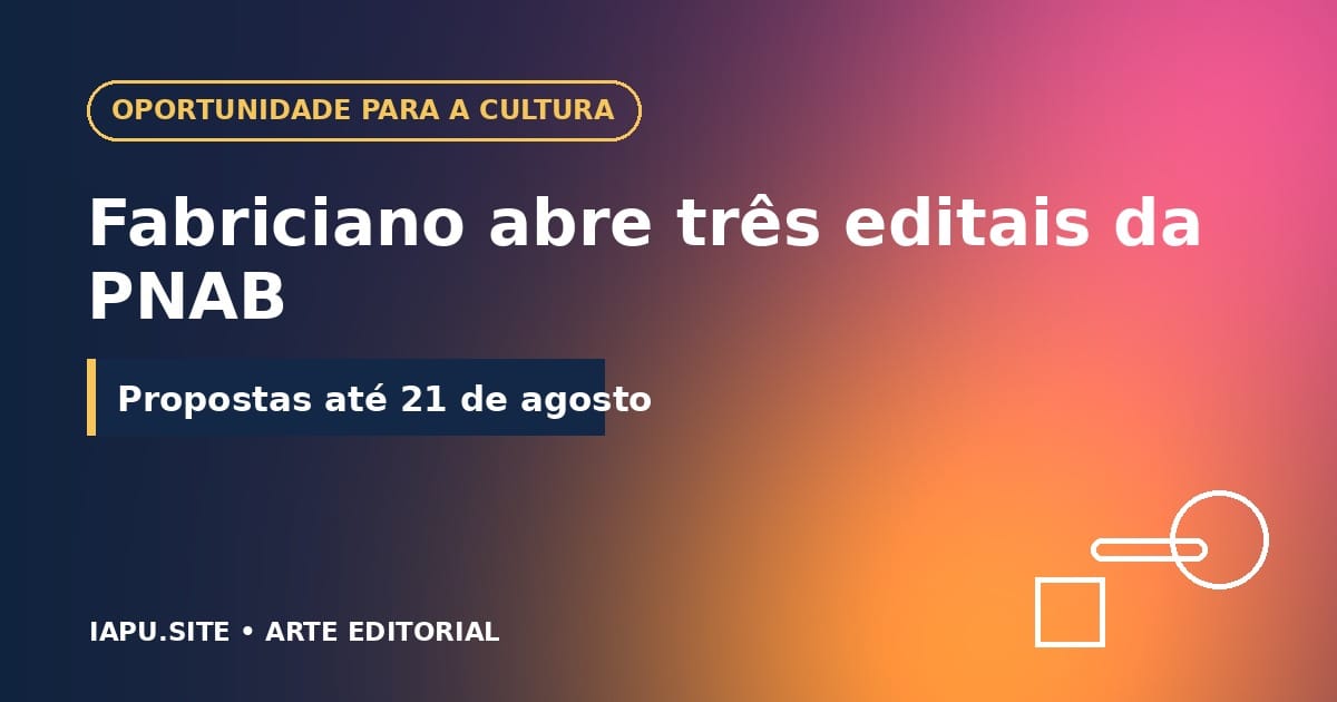 Arte editorial informa que Coronel Fabriciano abriu três editais da Política Nacional Aldir Blanc